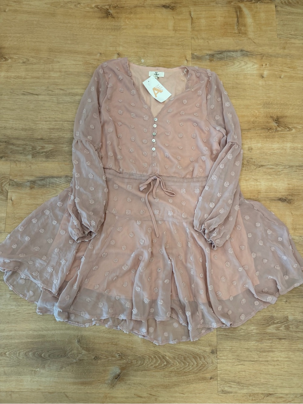 Dusty Rose Floral Button-Front Tiered Dress